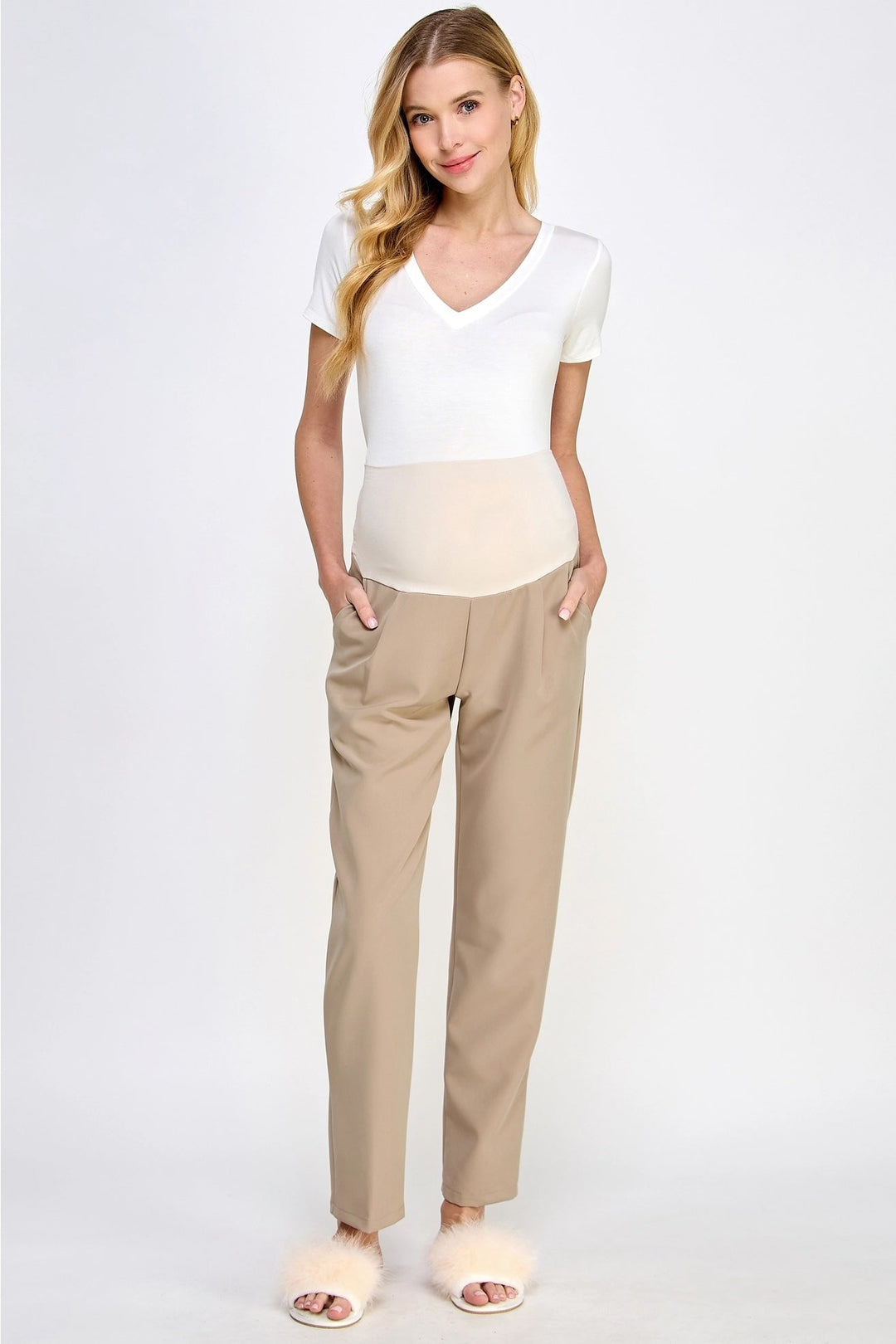 pantalon maternité kaki Hello Miz Mlle et Coco beige