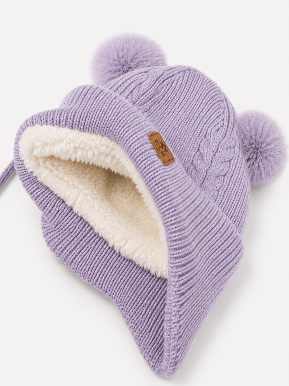Tuque en tricot deux pompons Lilas (0-18 mois) Calikids