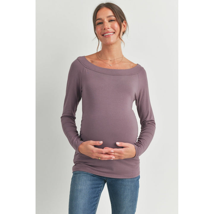 chandail maternité mauve cendré manches longues hello miz