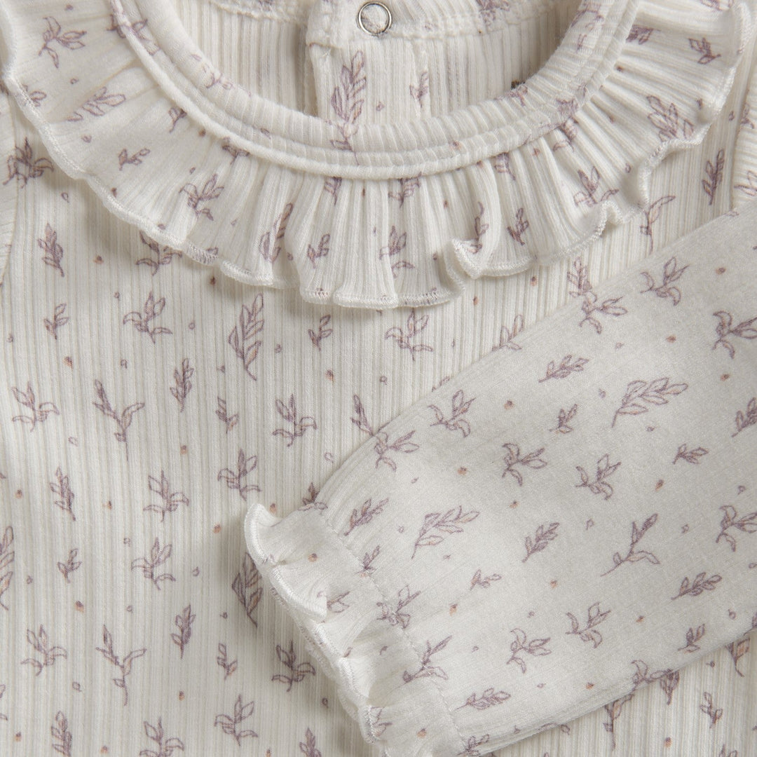 cache-couches blanc manches longues feuillage mauve fixoni