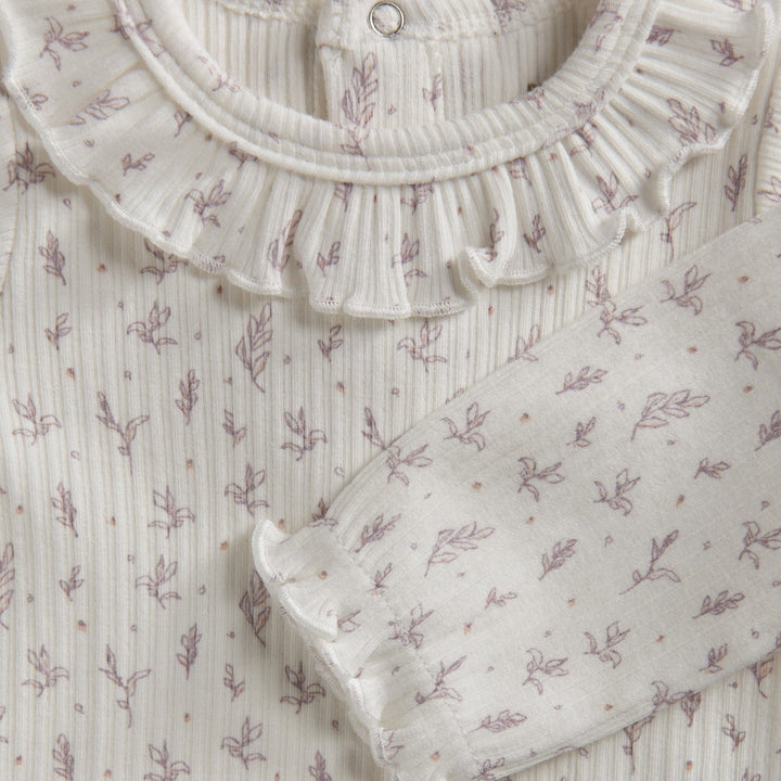 cache-couches blanc manches longues feuillage mauve fixoni
