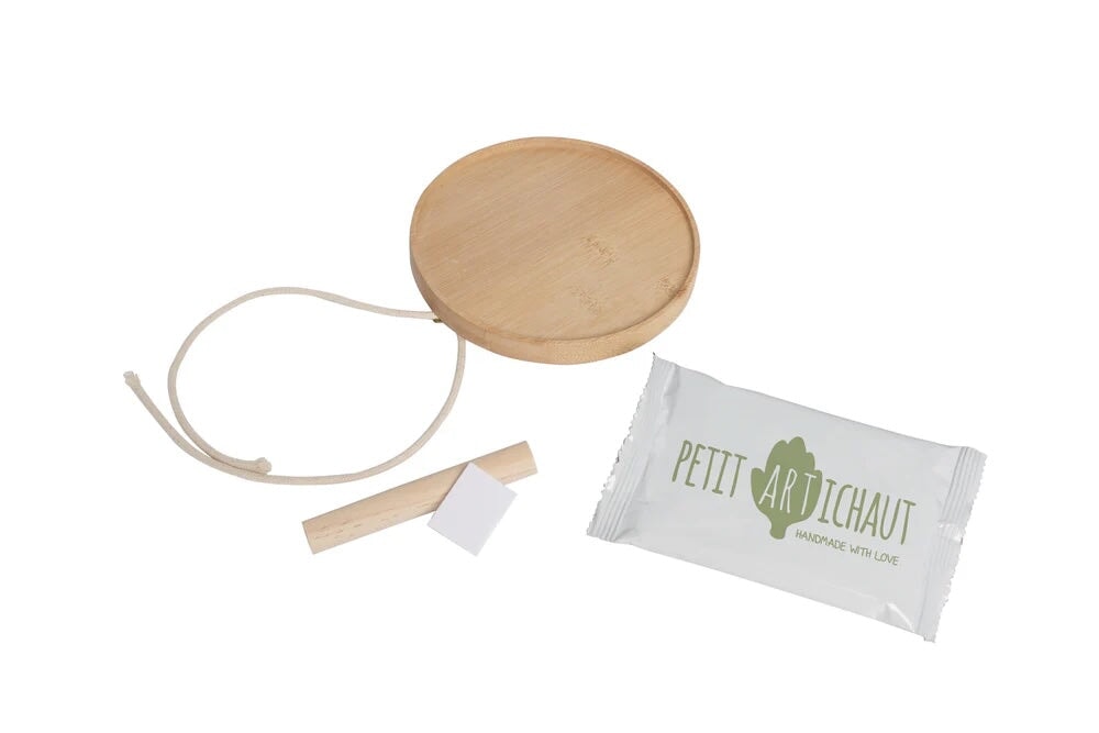 Coffret médaillon empreintes sur bois Petit Artichaut Mlle et Coco