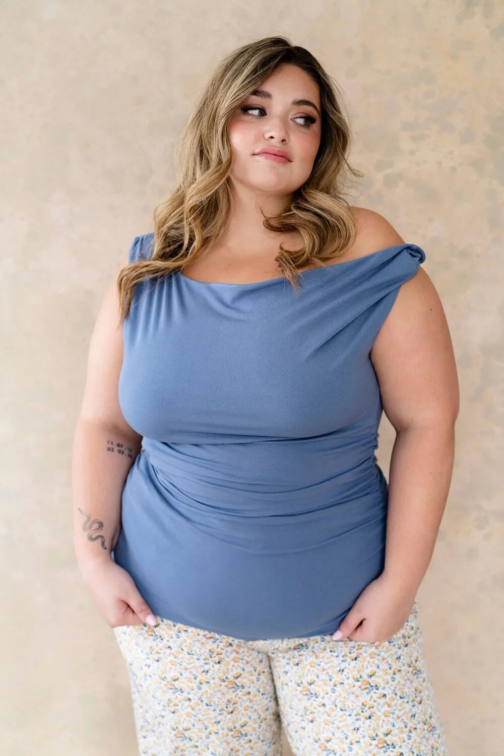 Camisole Sasha bleu mer Rose Maternité Mlle et Coco