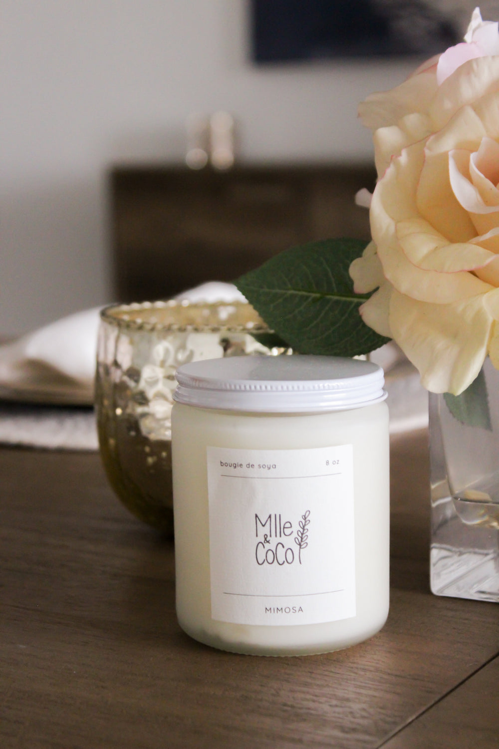 Chandelle soja Mimosa Mlle et Coco accessoire maison 