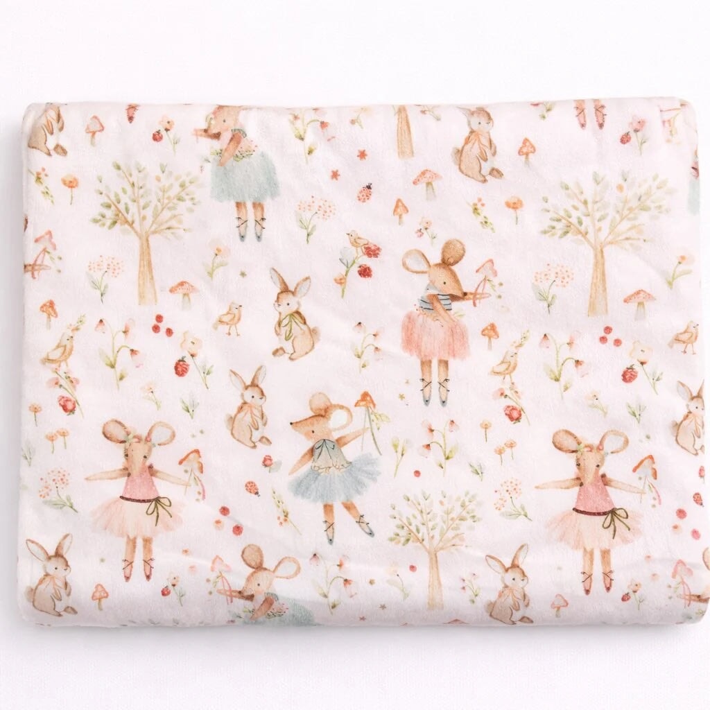 Couverture de minky Souris et forêt Mlle et Coco X Création Jade