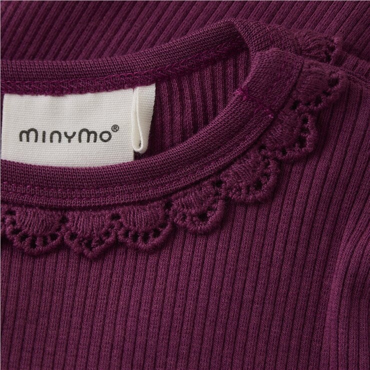 Chandail manches longues côtelé coulis framboise Minymo Mlle et Coco