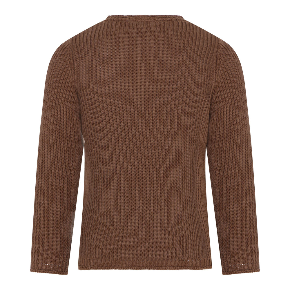 chandail tricot brun manches longues MInymo vêtement enfant