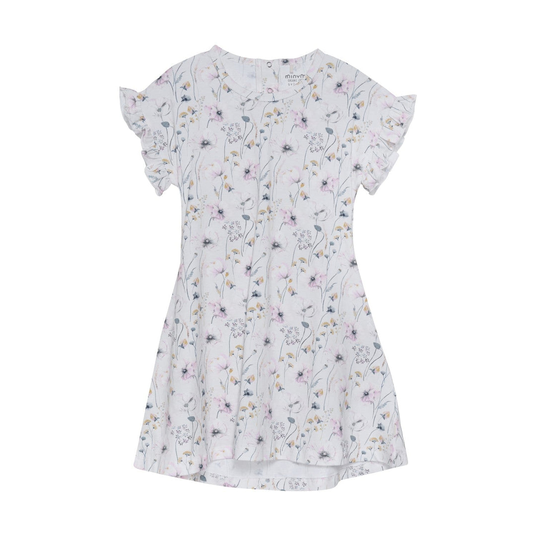 robe manches courtes blanc cassé fleur rose bleu Minymo vêtement 