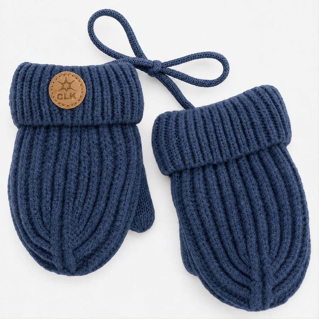 Mitaines en tricot côtelé Bleu Calikids Mlle et Coco