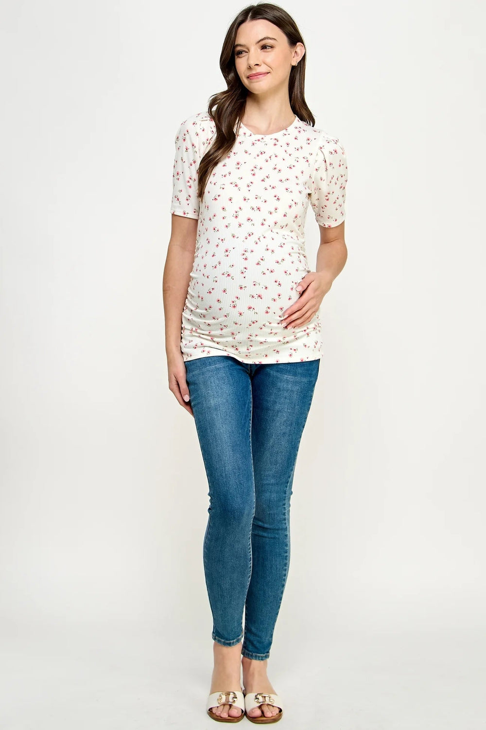 chandail maternité ivoire floral Hello Miz Mlle et Coco