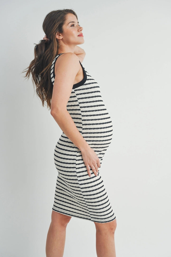 robe moulante maternité noir blanc Hello MIle et Coco