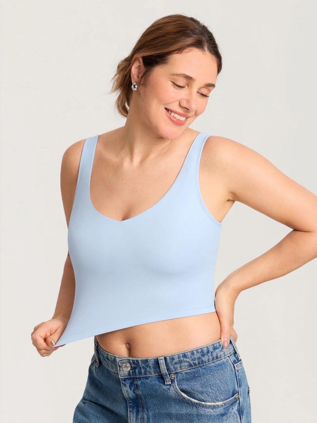 Camisole courte maternité et allaitement Natrelax Bleu glace Momanda Mlle et Coco