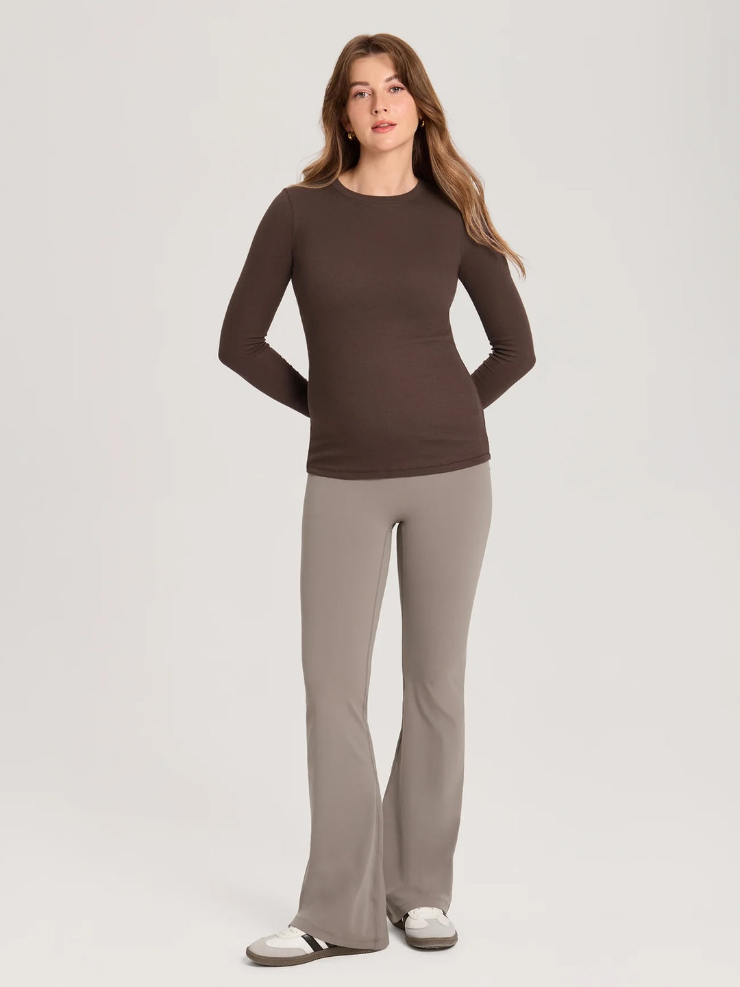Chandail maternité coton côtelé Clay brown Momanda