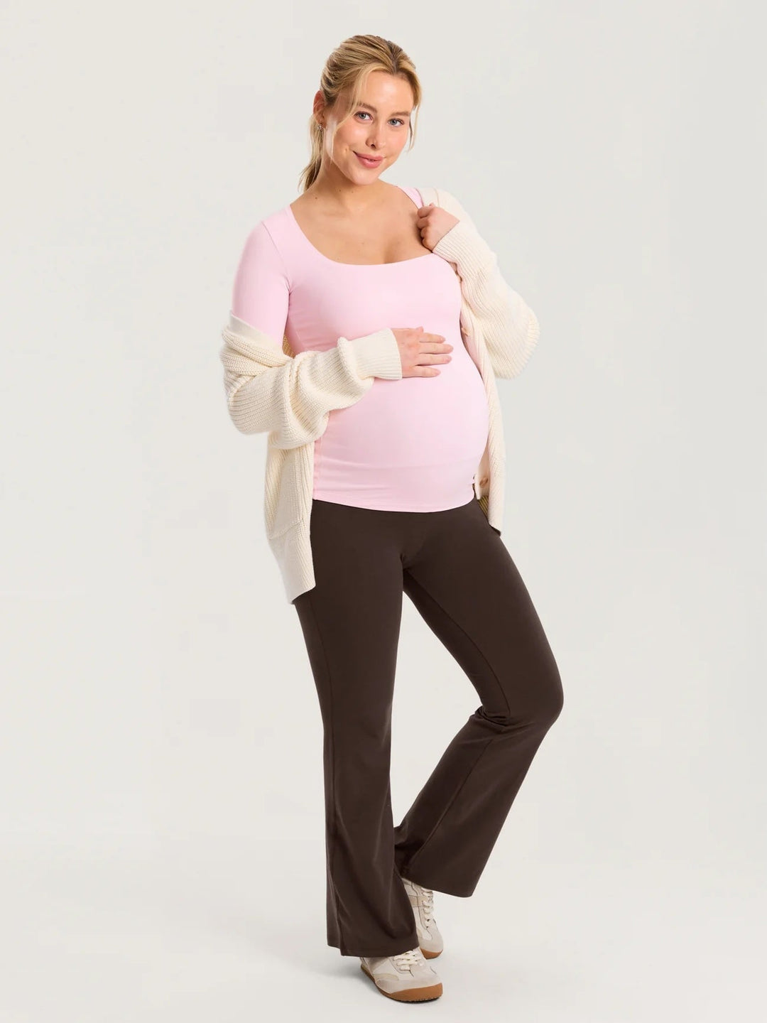chandail maternité manches longues rose doux Momanda Mlle et Coco