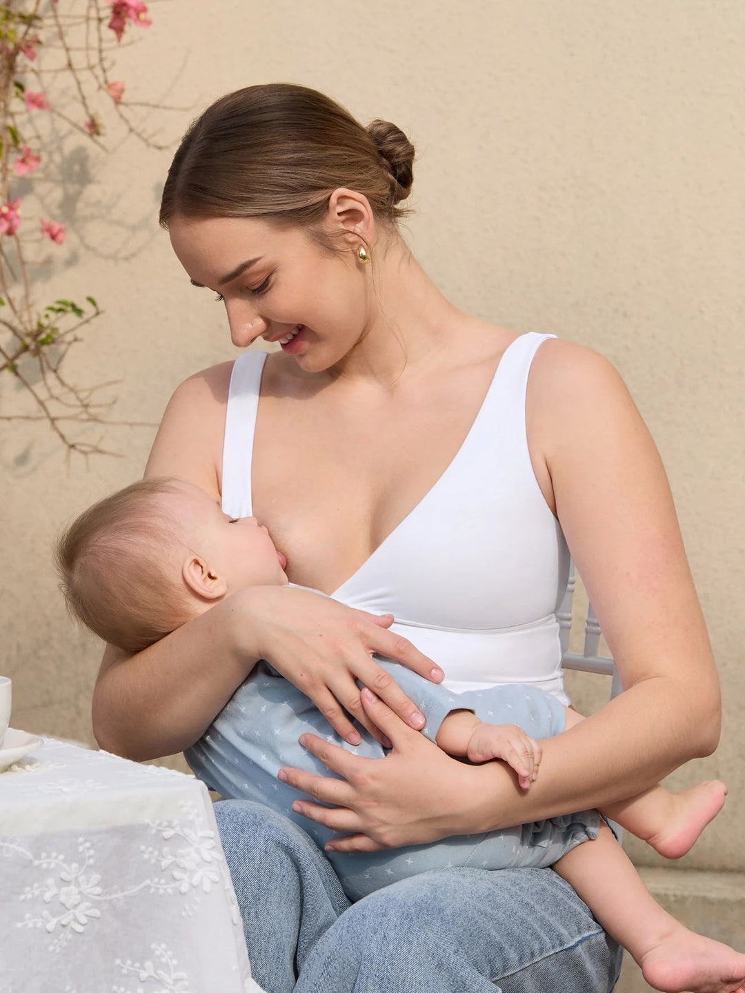 Camisole maternité et allaitement croisé Natrelax - Blanc - Momanda Momanda 