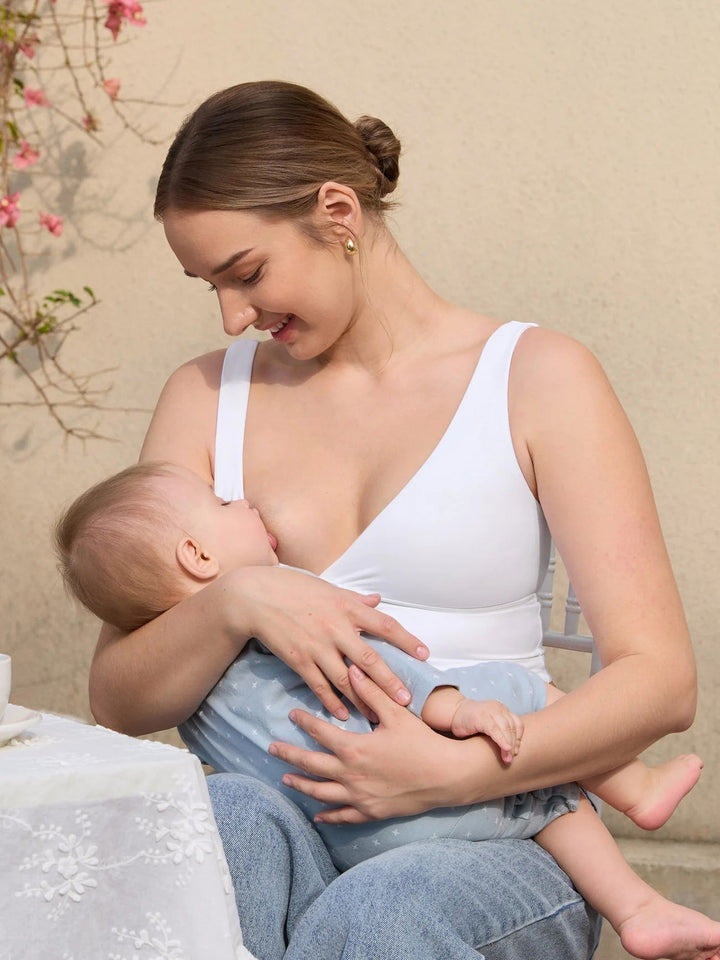 Camisole maternité et allaitement croisé Natrelax - Blanc - Momanda Momanda 