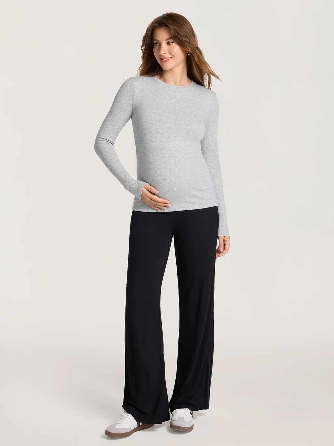 Pantalon de détente de maternité en modal côtelé 30" noir Momanda Mlle et Coco