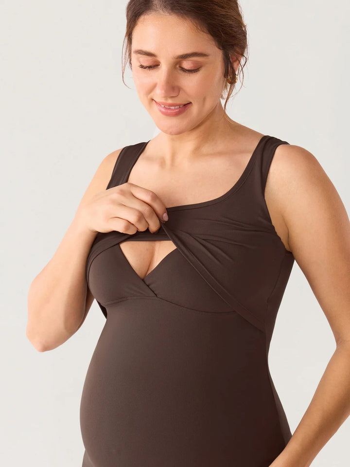 Robe maternité et allaitement Babycon Brun clay Momanda