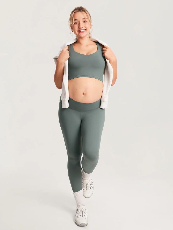 Camisole courte maternité et allaitement Natrelax gris sauge Momanda Mlle et Coco