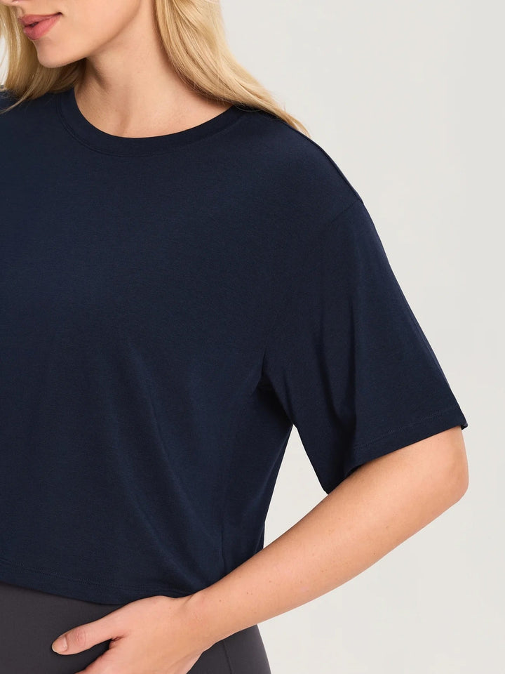 T-shirt court ample à manches courtes en coton modal deep ocean blue Momanda Mlle et Coco