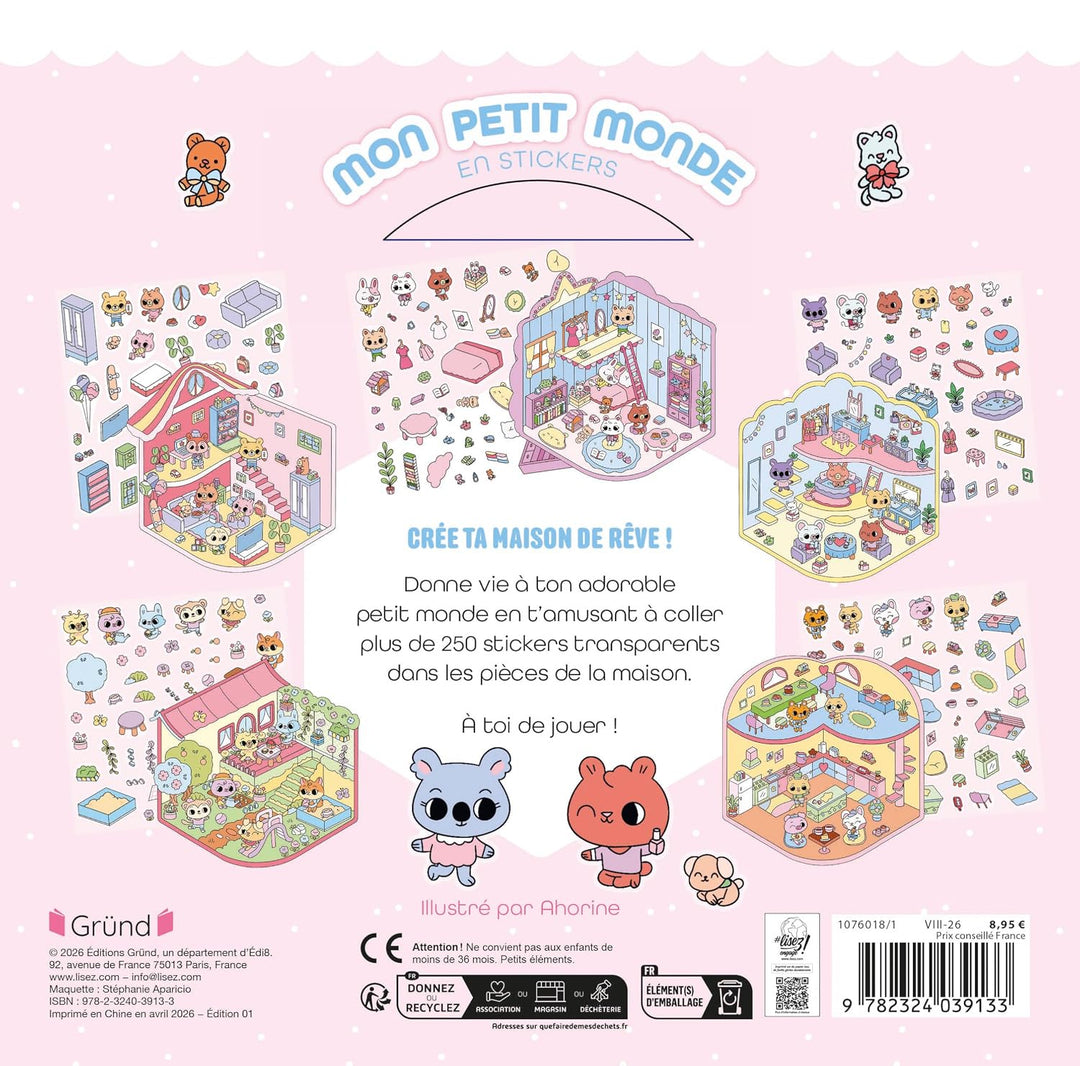 Autocollants et bricolage Mon petit monde en stickers : La maison Gründ Québec Mlle et Coco