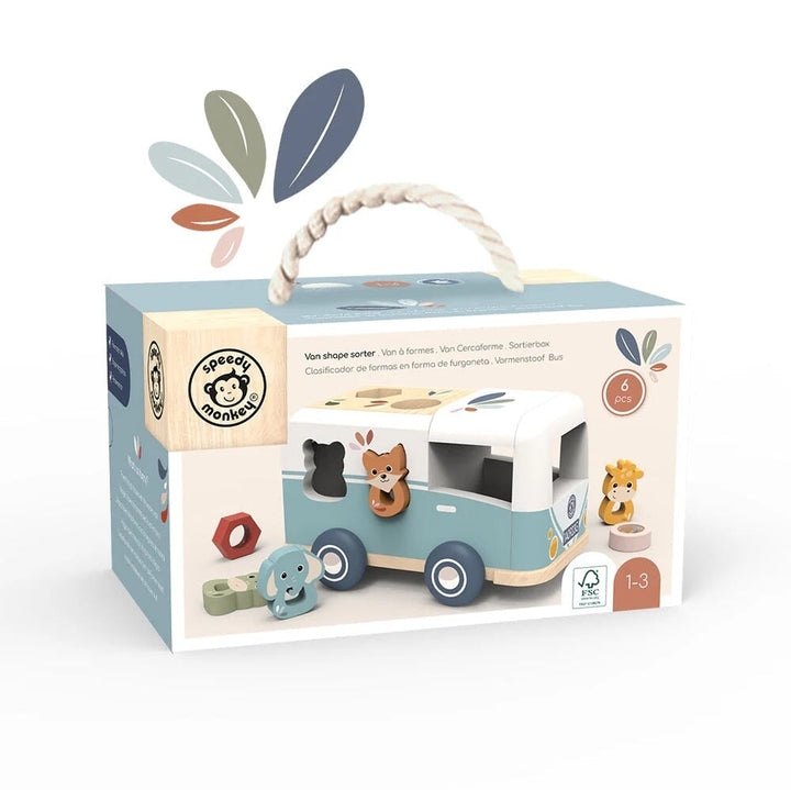 Jouet bois trieuse de forme fourgonnette Speedy Monkey Mlle Coco