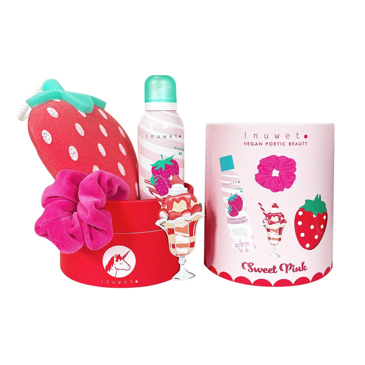 Coffret mousse de douches et accessoire - Fraise - Inuwet Produits de soins Inuwet 