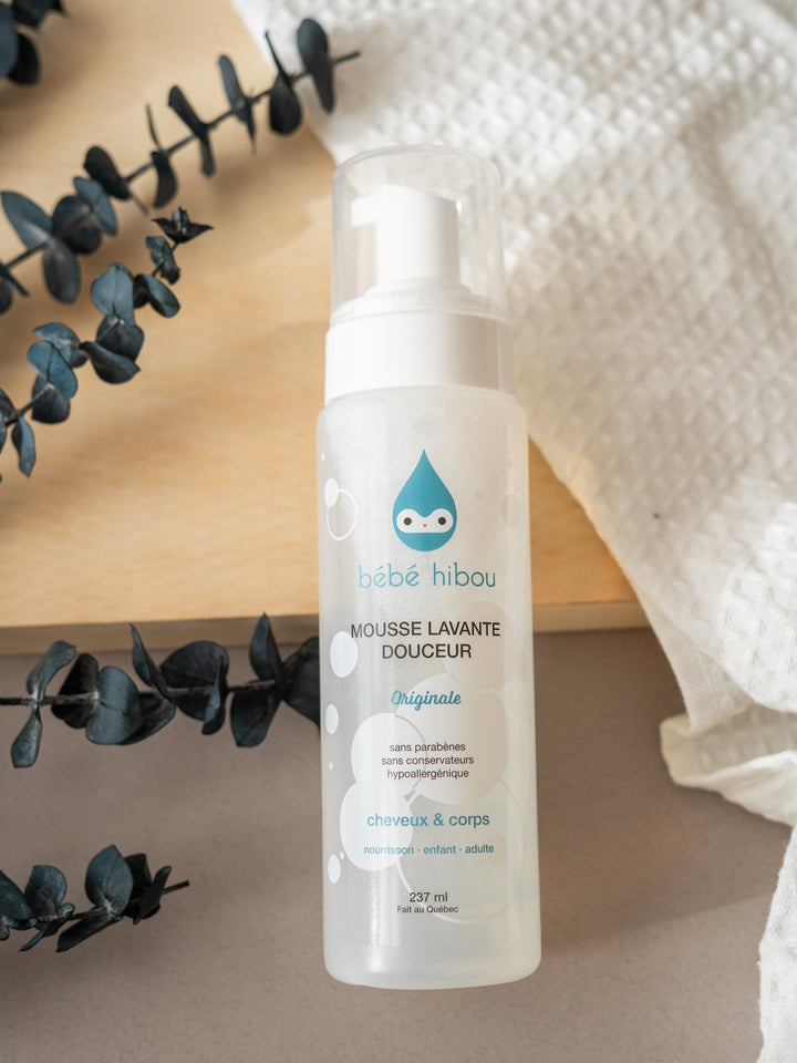 Mousse lavante produit Bébé Hibou douceur soins tout-petit
