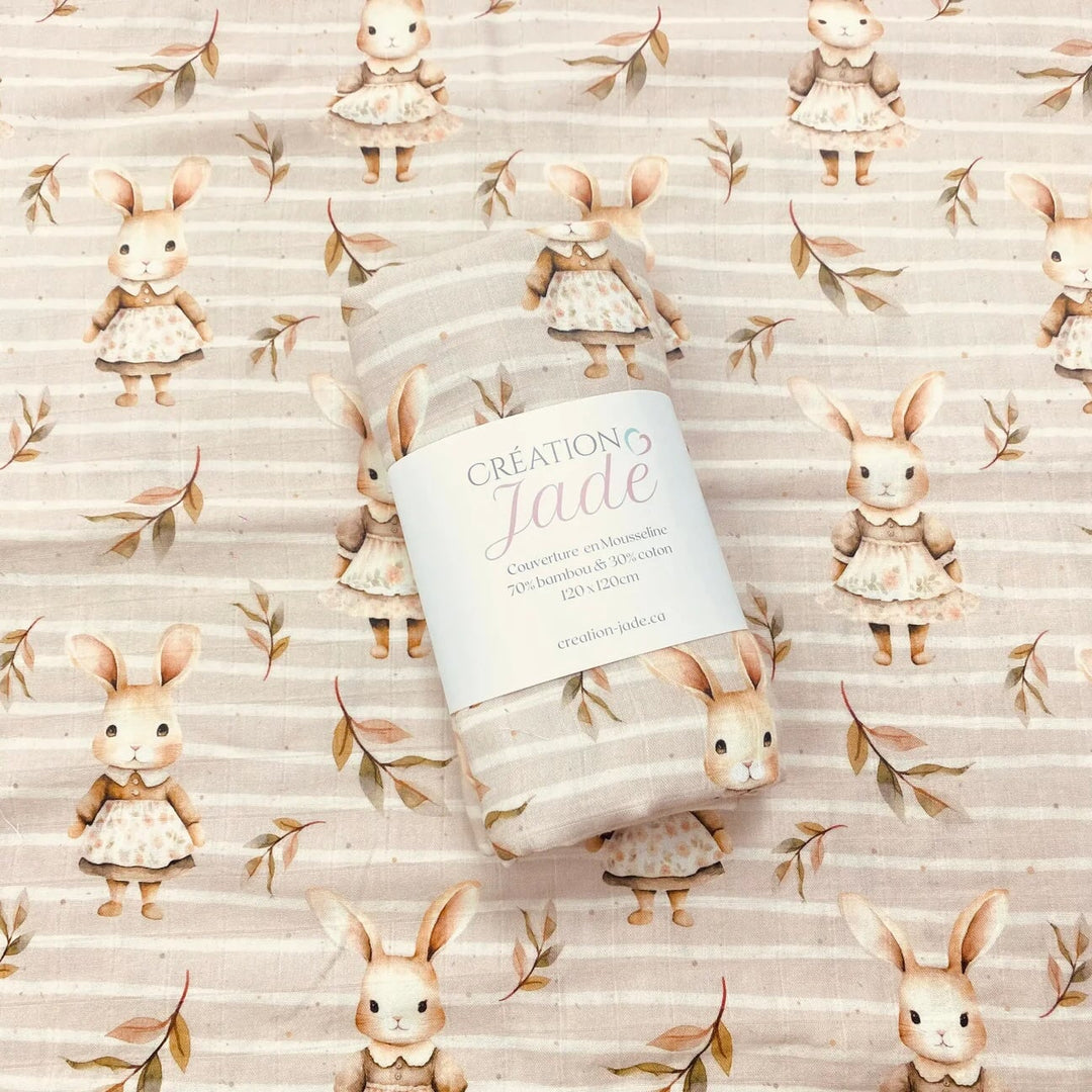 création Jade mousseline Lapin Mlle et Coco accessoire bébé