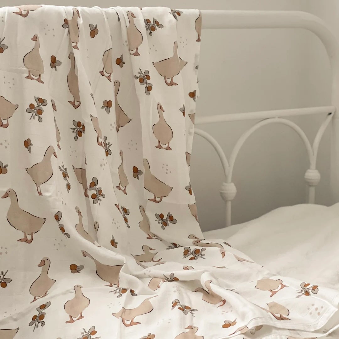 couverture mousseline petites oies Création Jade Mlle et Coco