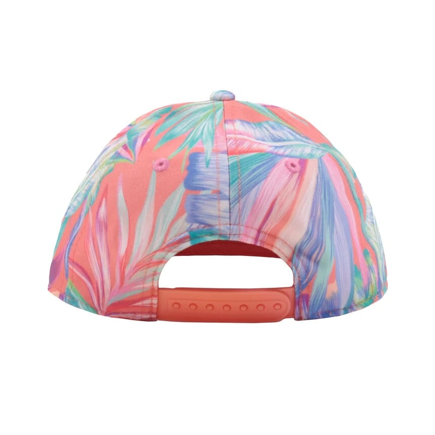 Casquette rose (corail) motif feuillage Nano Mlle et Coco