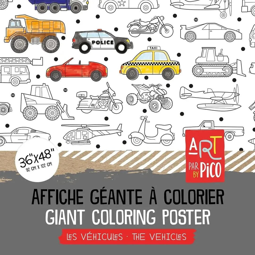 Nappe Géante Véhicules Coloriage Pico Mlle et Coco