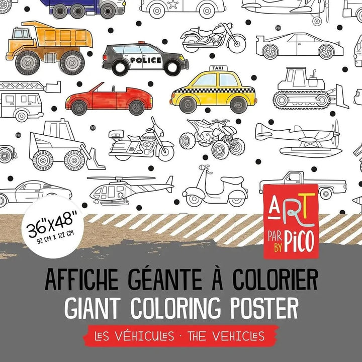 Nappe Géante Véhicules Coloriage Pico Mlle et Coco