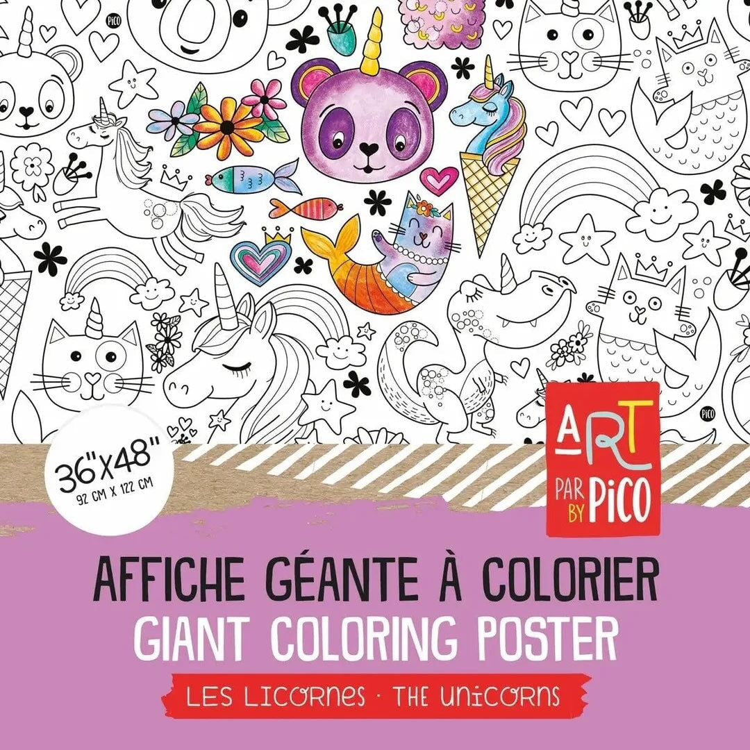 Nappe Géante coloriage licornes Pico Mlle et Coco