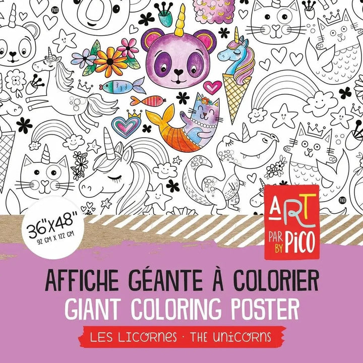 Nappe Géante coloriage licornes Pico Mlle et Coco