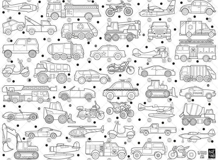 Nappe Géante Véhicules Coloriage Pico Mlle et Coco