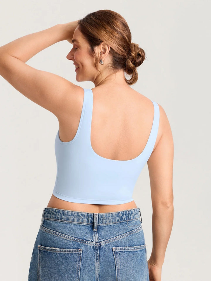 Camisole courte maternité et allaitement Natrelax Bleu glace Momanda Mlle et Coco