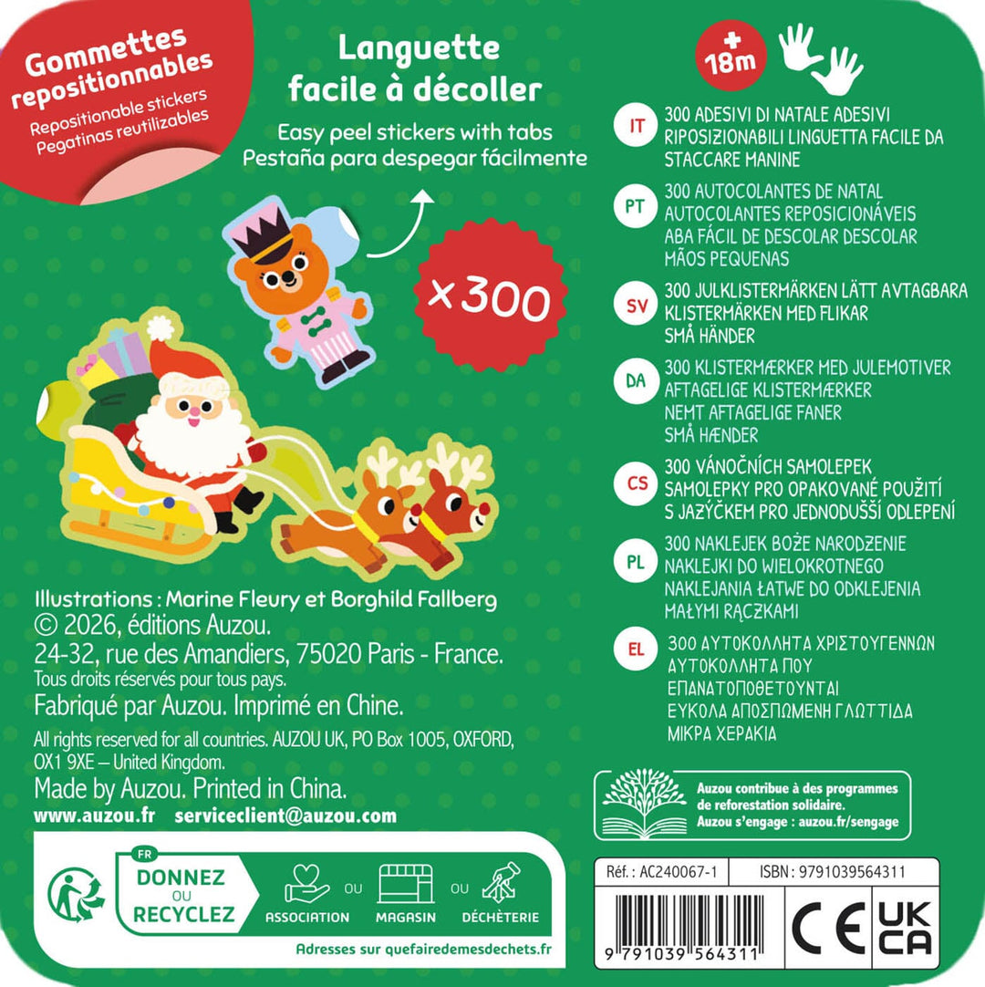Boîte de métal de 300 gommettes de noel Auzou Mlle et Coco