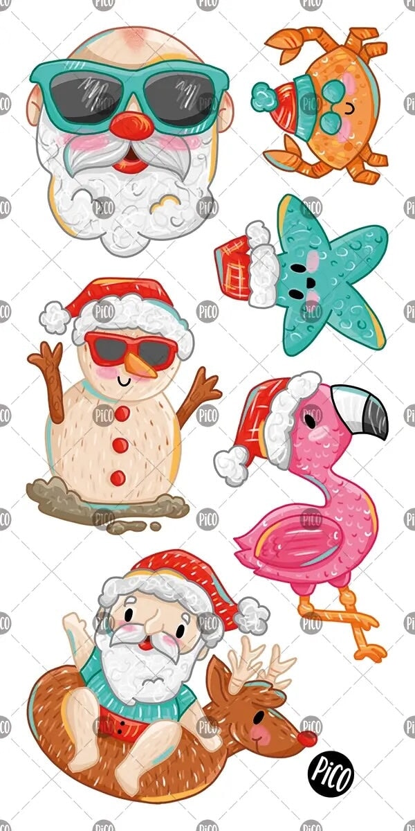 pico tatouage Père-Noël a la plage Mlle et Coco
