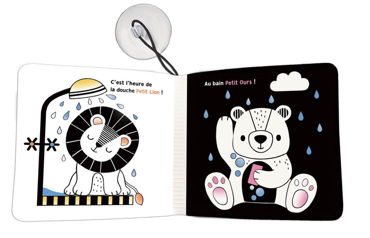livre eveil bain Auzou magique blanc et noir Mlle et Coco