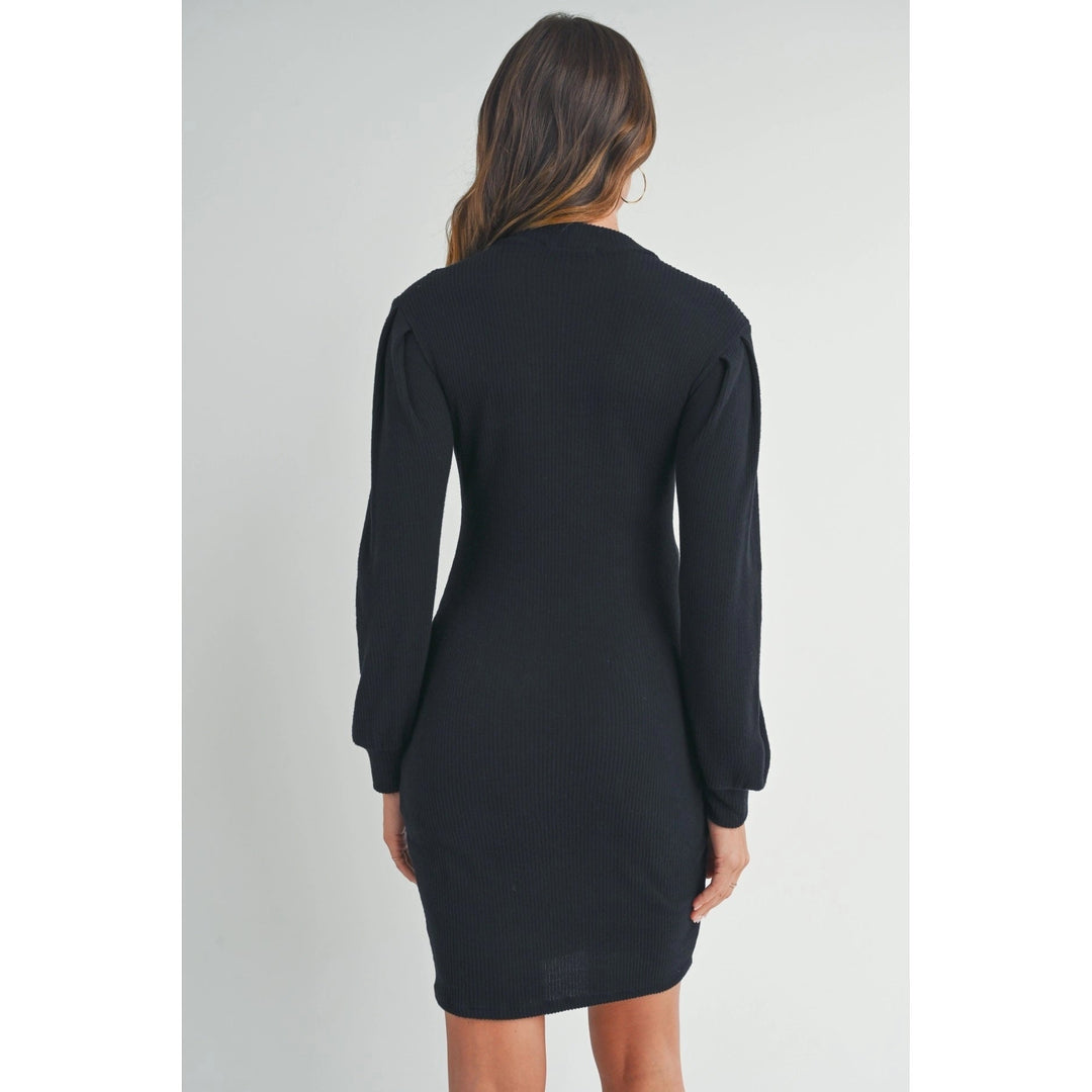 robe noir manches longues côtelé maternité Hello Miz