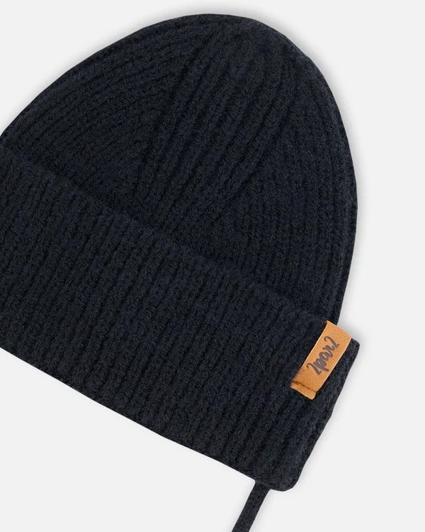 tuque mi-saison tricot noir Deux par Deux accessoire