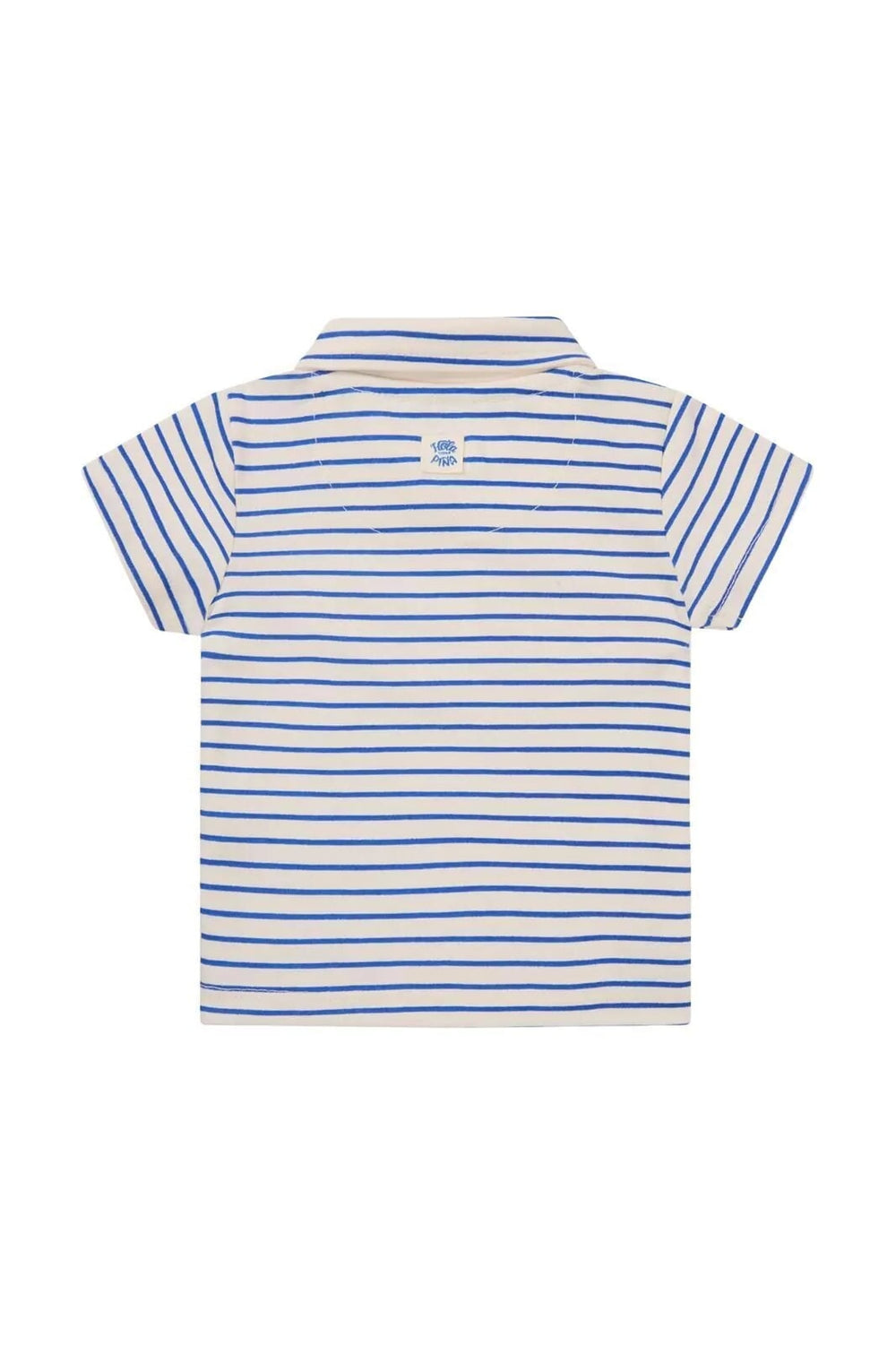 Chandail à manches courtes polo Okaya blanc rayé bleu royal Noppies Mlle et Coco