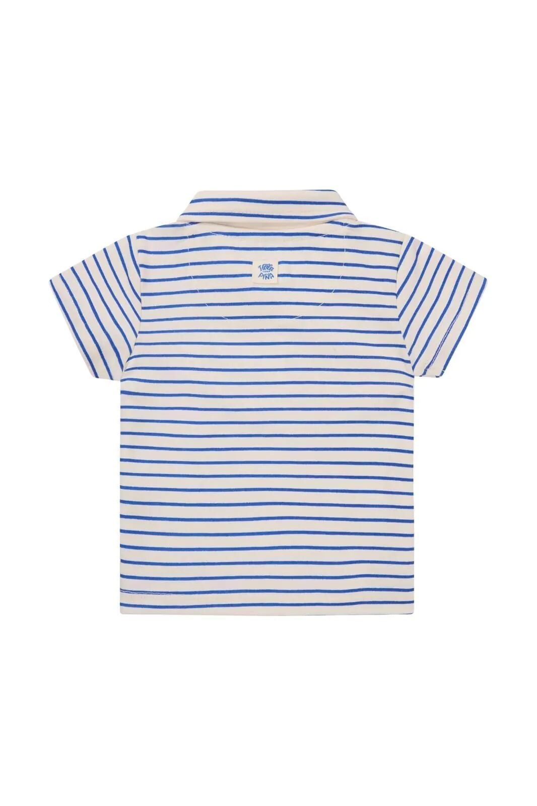 Chandail à manches courtes polo Okaya blanc rayé bleu royal Noppies Mlle et Coco