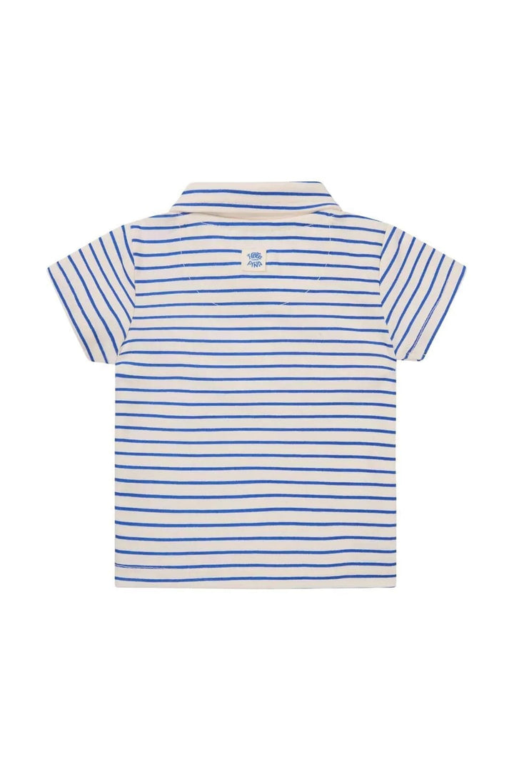 Chandail à manches courtes polo Okaya blanc rayé bleu royal Noppies Mlle et Coco