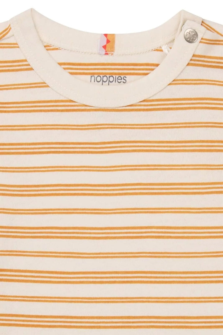 Chandail à manches courtes Oxie ivoire rayé orange Noppies Mlle et Coco