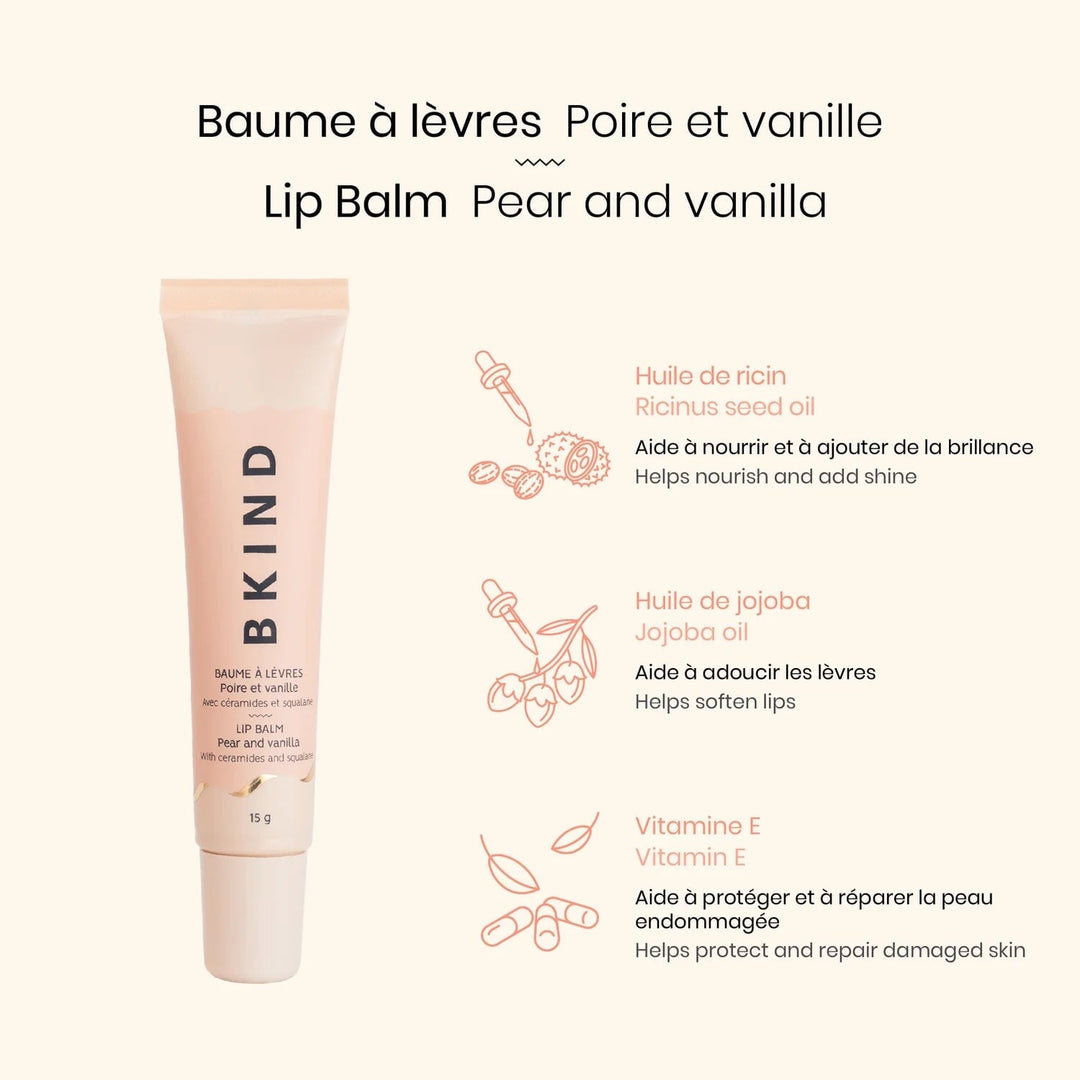 Baume à lèvres nourrissant avec céramides - Poire et vanille Bkind Mlle et Coco