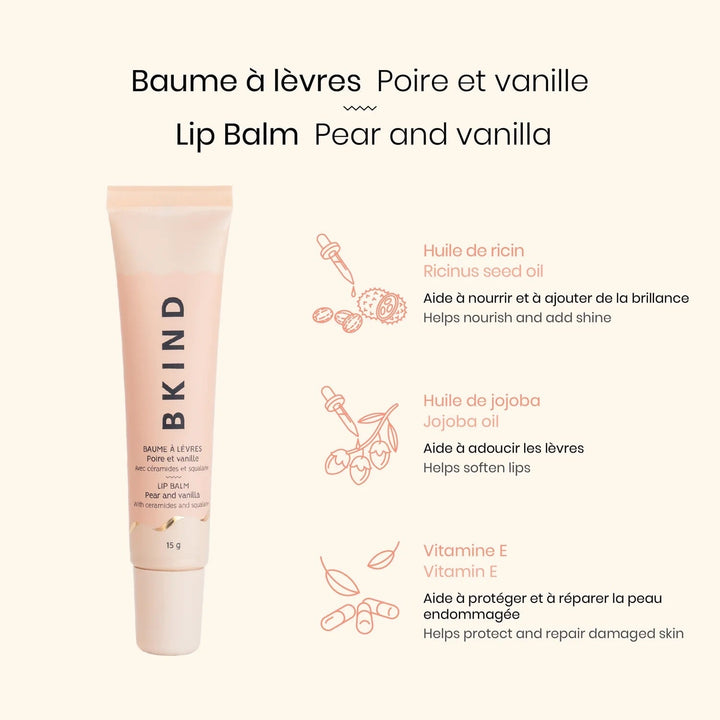 Baume à lèvres nourrissant avec céramides - Poire et vanille Bkind Mlle et Coco