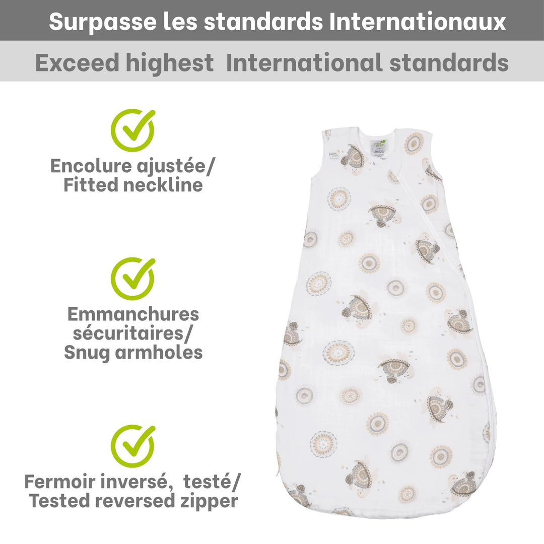 Sac de nuit mousseline coton 0.7 tog tortues Perlim Pinpin lle et Coco