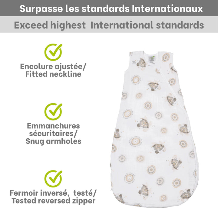 Sac de nuit mousseline coton 0.7 tog tortues Perlim Pinpin lle et Coco